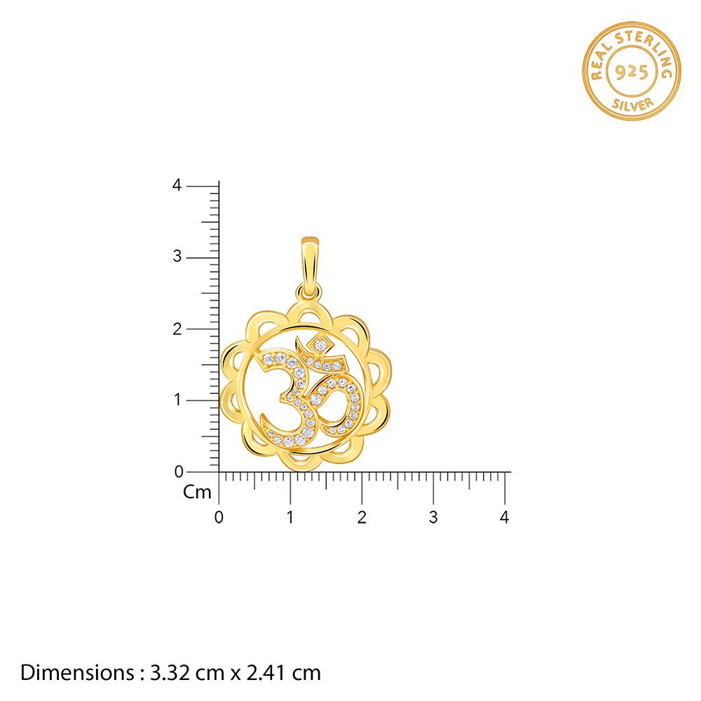 Giva 925 Silver Golden Om Pendant With Box Chain For Him Warranty : PD02804