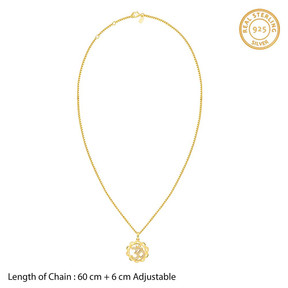 Giva 925 Silver Golden Om Pendant With Box Chain For Him Warranty : PD02804