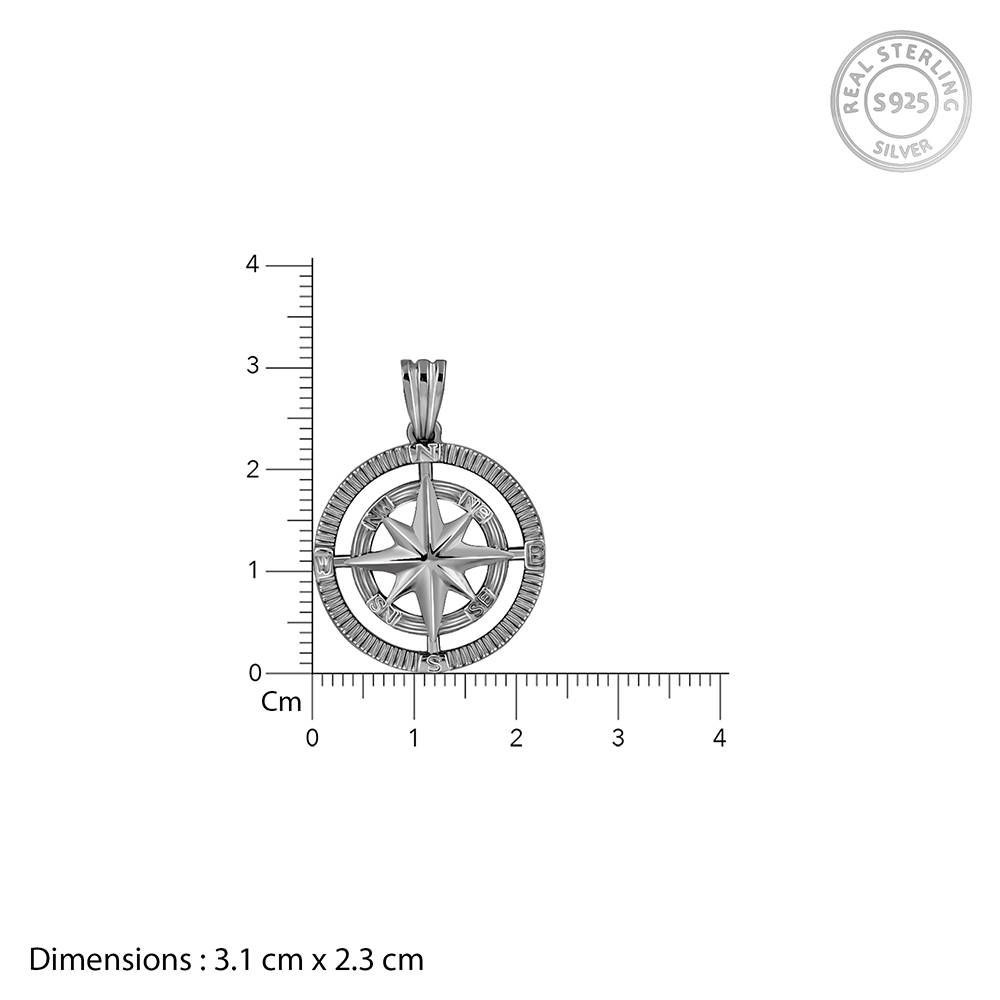 Giva 925 Silver Black Rhodium Vintage Compass Pendant With Box Chain For Him : PD02811