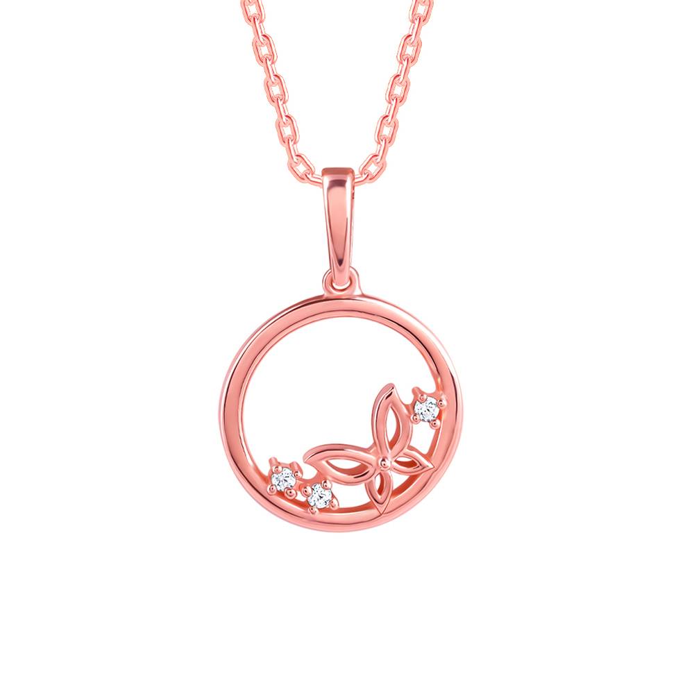 925 Rose Gold Butterfly Pendant With Link Chain : PD02837