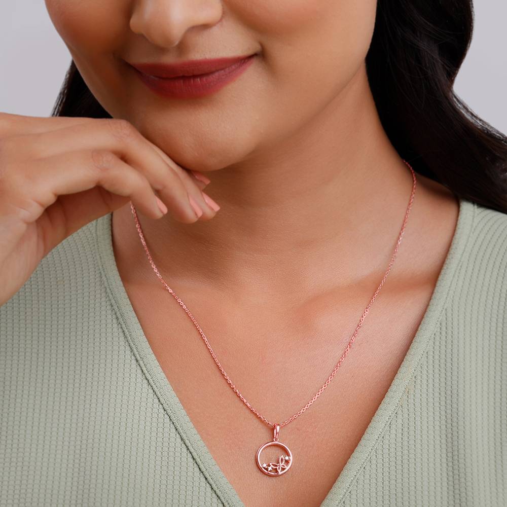 925 Rose Gold Butterfly Pendant With Link Chain : PD02837