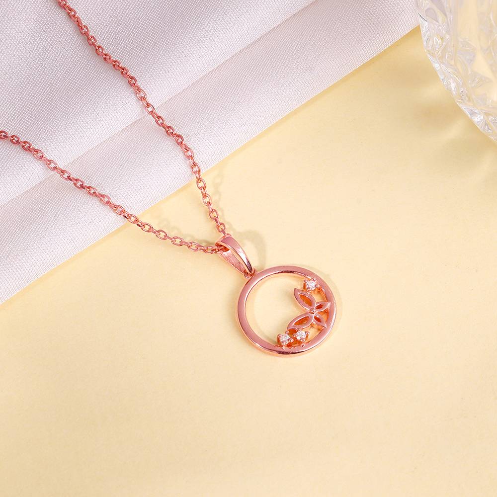 925 Rose Gold Butterfly Pendant With Link Chain : PD02837
