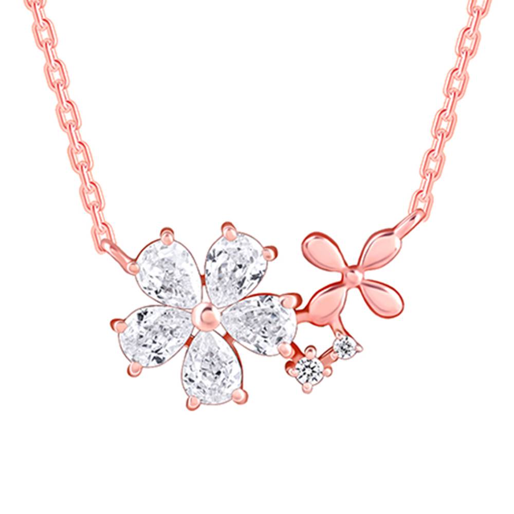 925 Rose Gold Flora Drape Necklace : PD02838