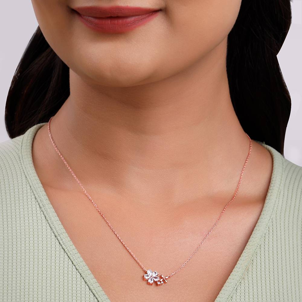 925 Rose Gold Flora Drape Necklace : PD02838