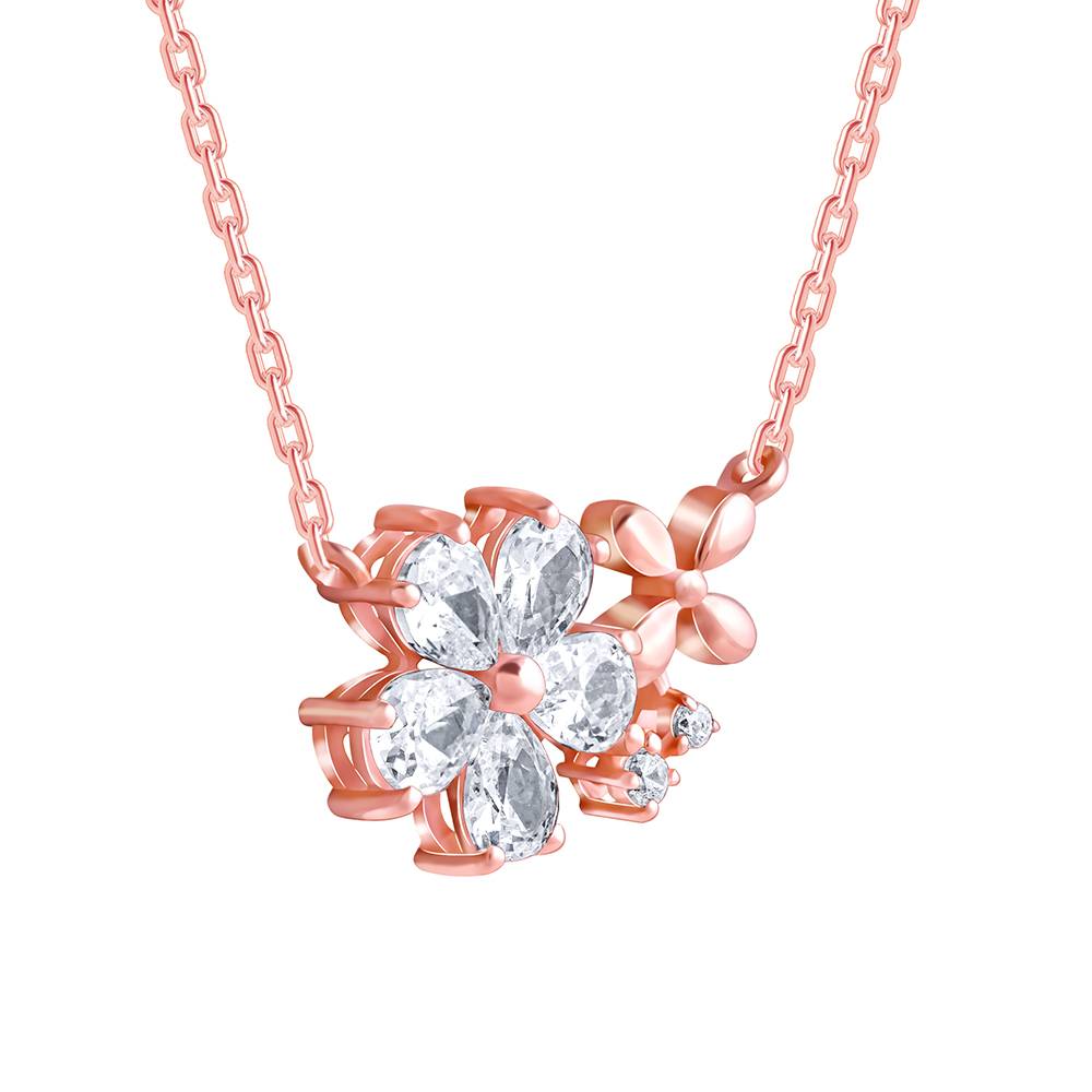 925 Rose Gold Flora Drape Necklace : PD02838