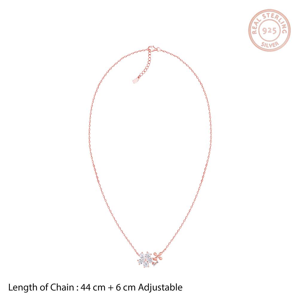 925 Rose Gold Flora Drape Necklace : PD02838