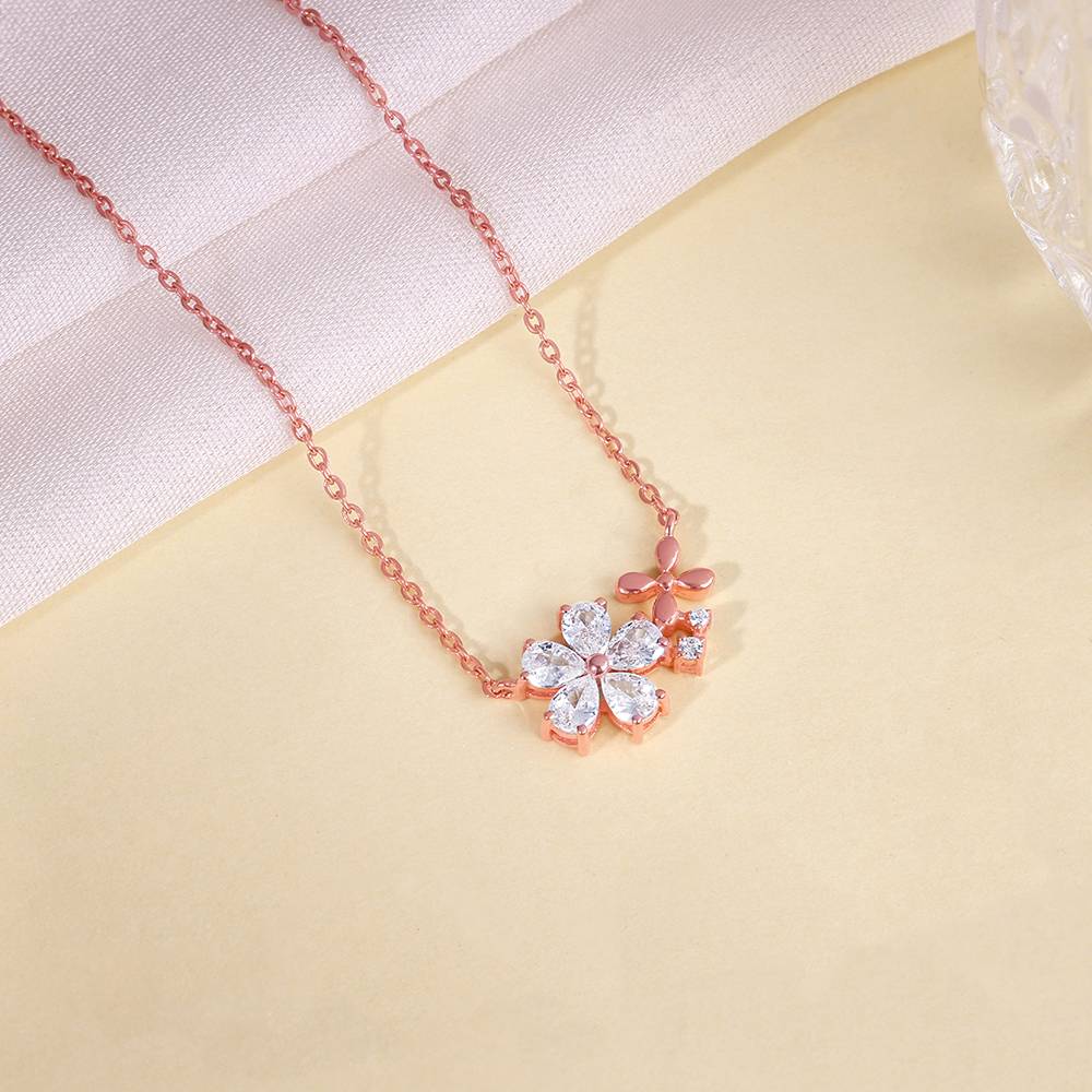 925 Rose Gold Flora Drape Necklace : PD02838