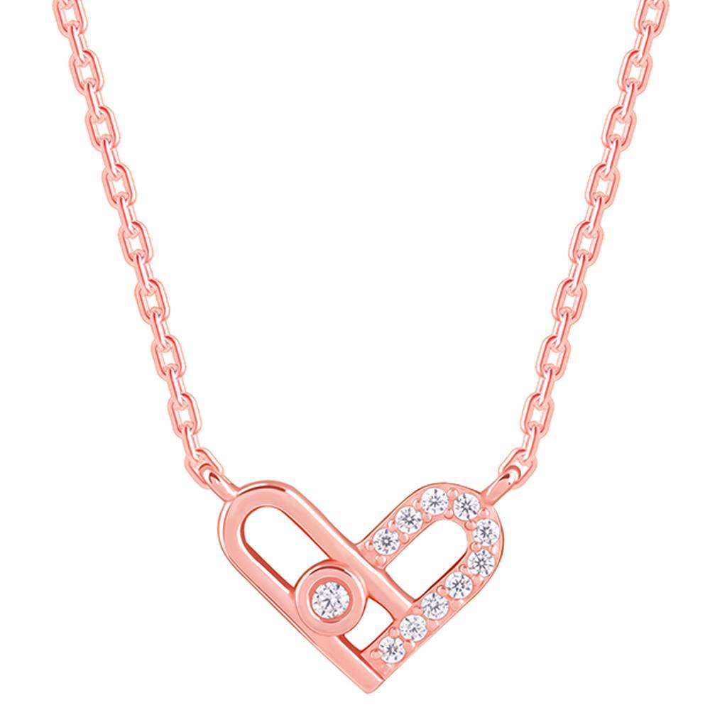 925 Rose Gold Heart Necklace : PD02839