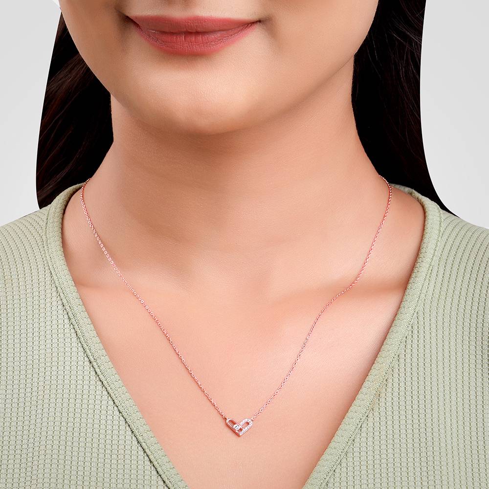 925 Rose Gold Heart Necklace : PD02839