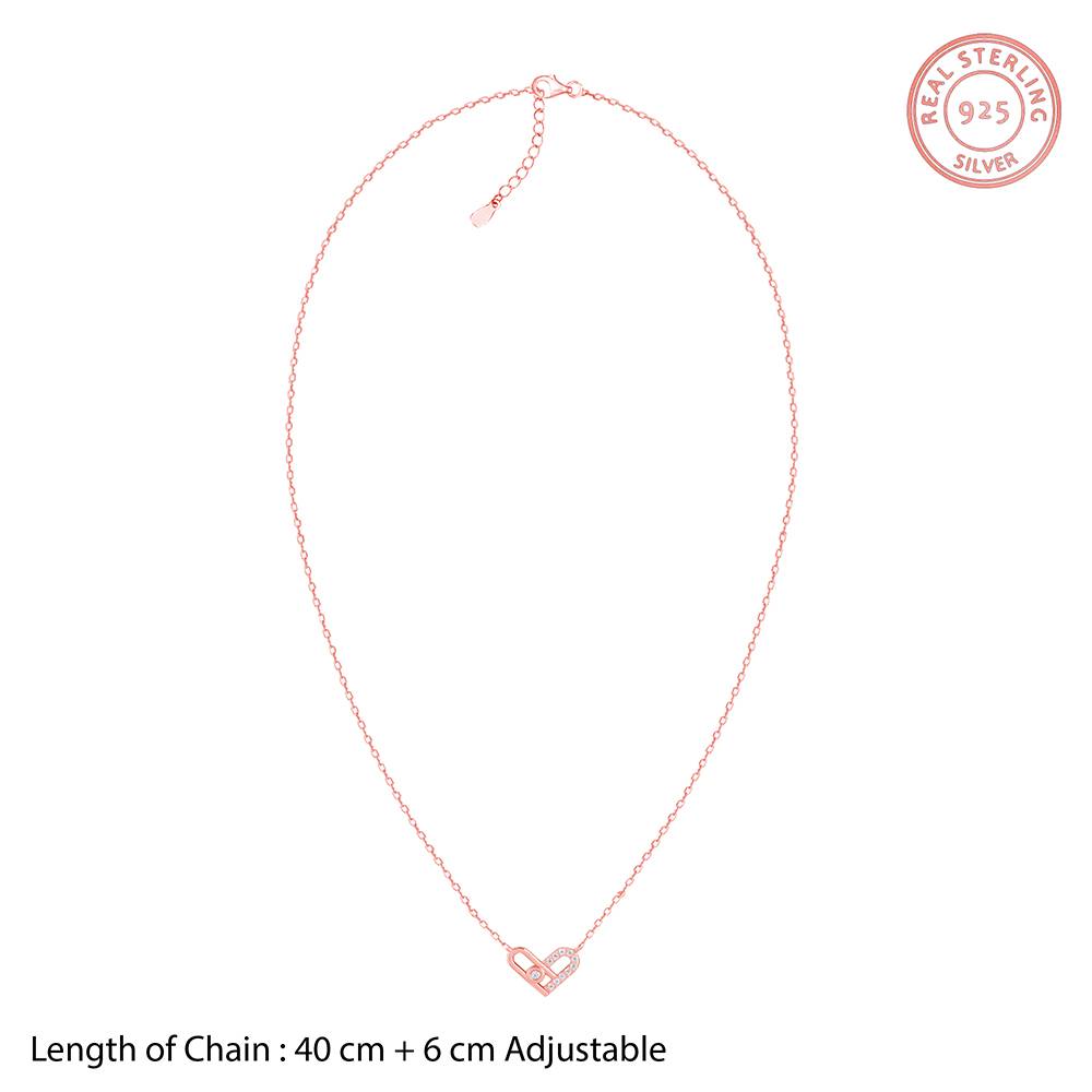 925 Rose Gold Heart Necklace : PD02839