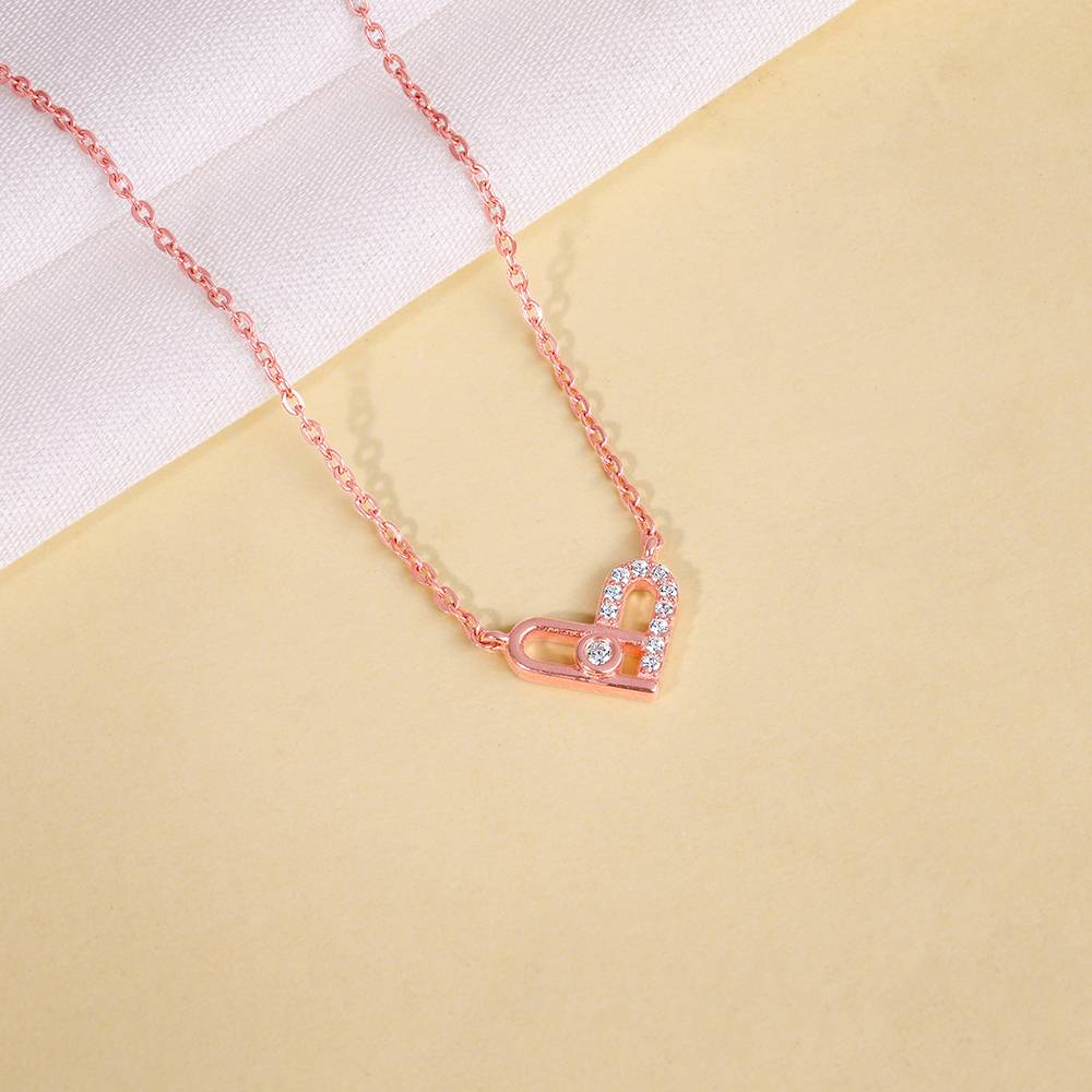 925 Rose Gold Heart Necklace : PD02839