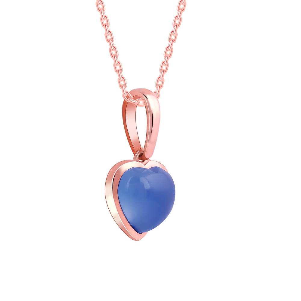 925 Rose Gold Heart Aquamarine Pendant With Link Chain : PD02841
