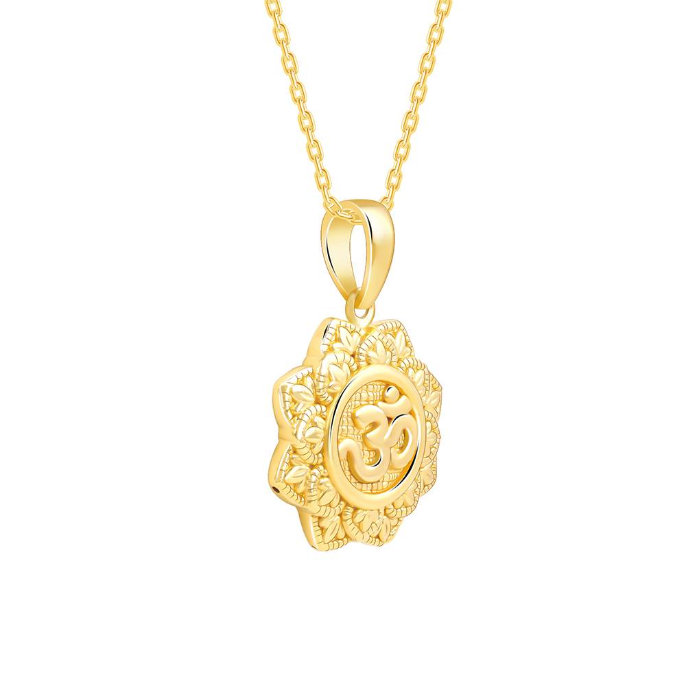 925 Silver Golden Unique Om Pendant With Link Chain : PD02870