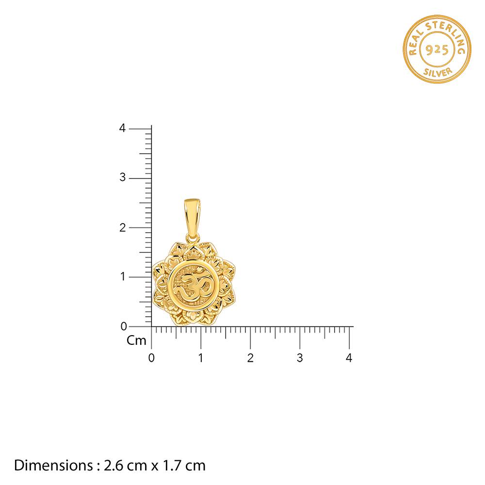 925 Silver Golden Unique Om Pendant With Link Chain : PD02870