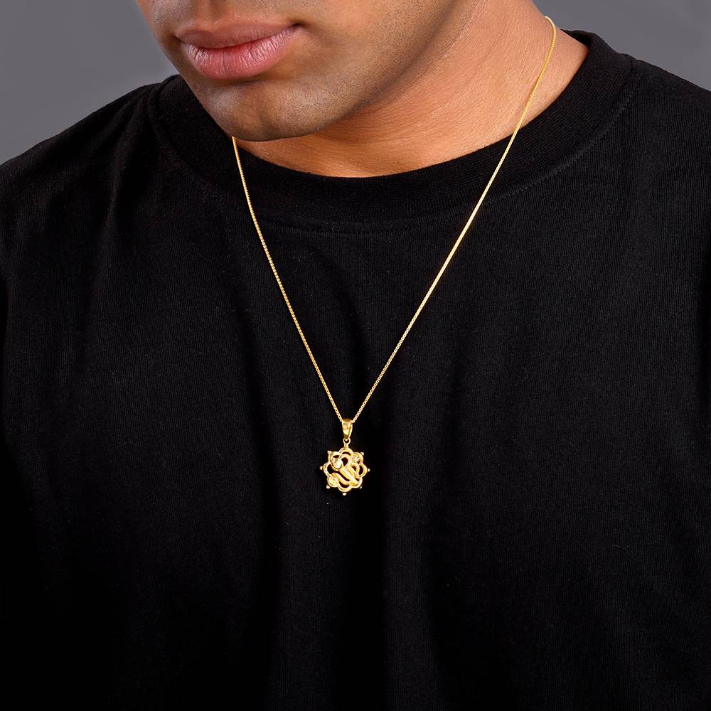 925 Silver Golden Hanuman Gada Pendant With Link Chain : PD02871