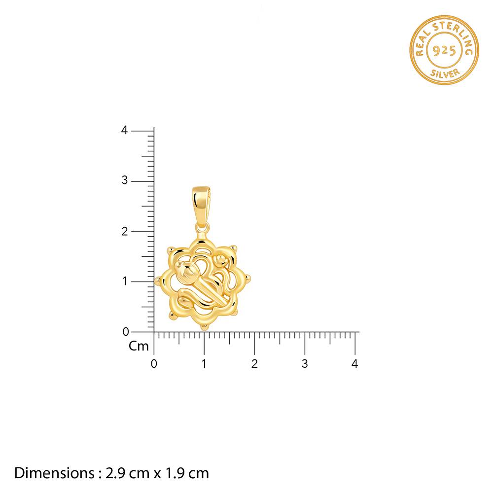 925 Silver Golden Hanuman Gada Pendant With Link Chain : PD02871