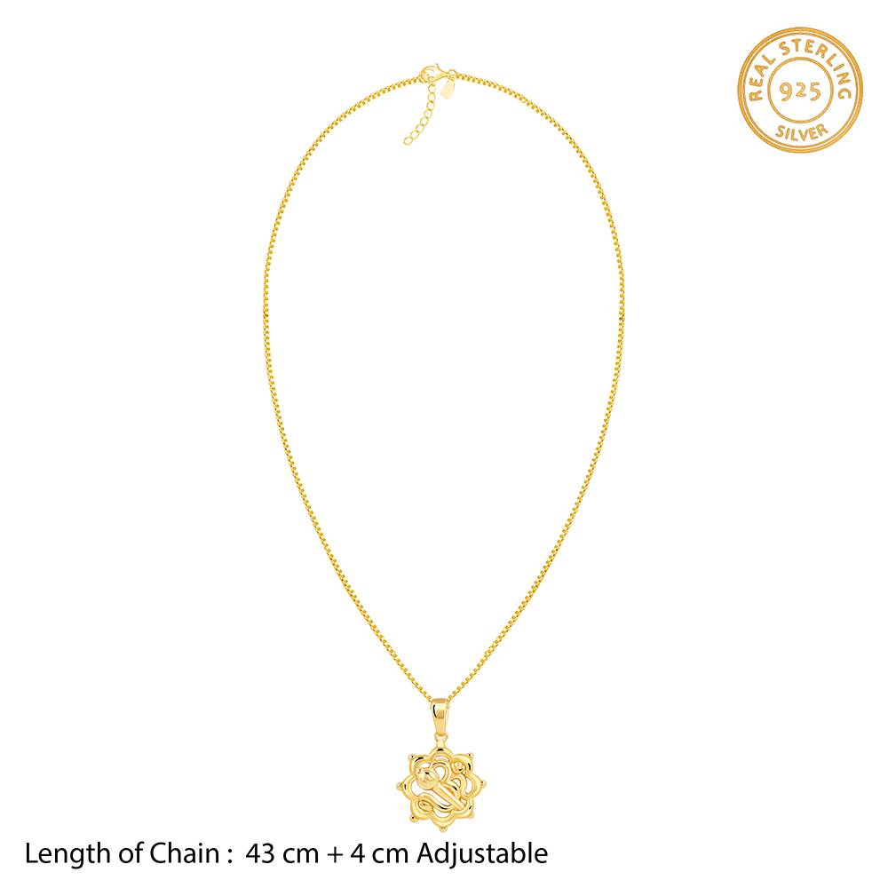 925 Silver Golden Hanuman Gada Pendant With Link Chain : PD02871