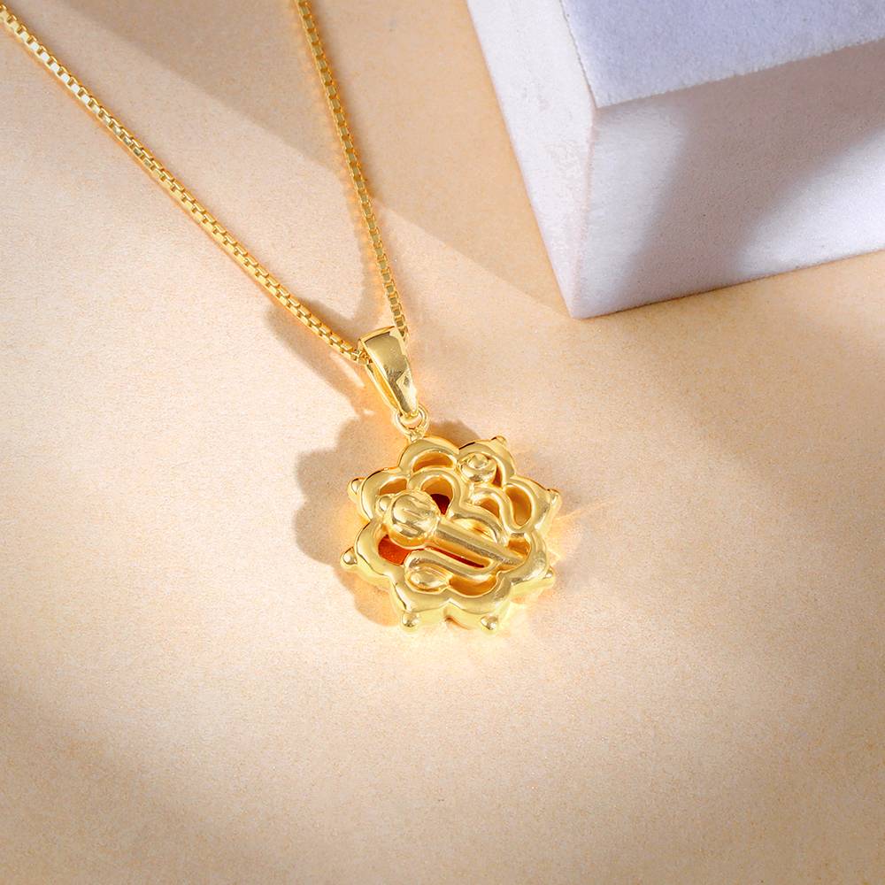 925 Silver Golden Hanuman Gada Pendant With Link Chain : PD02871