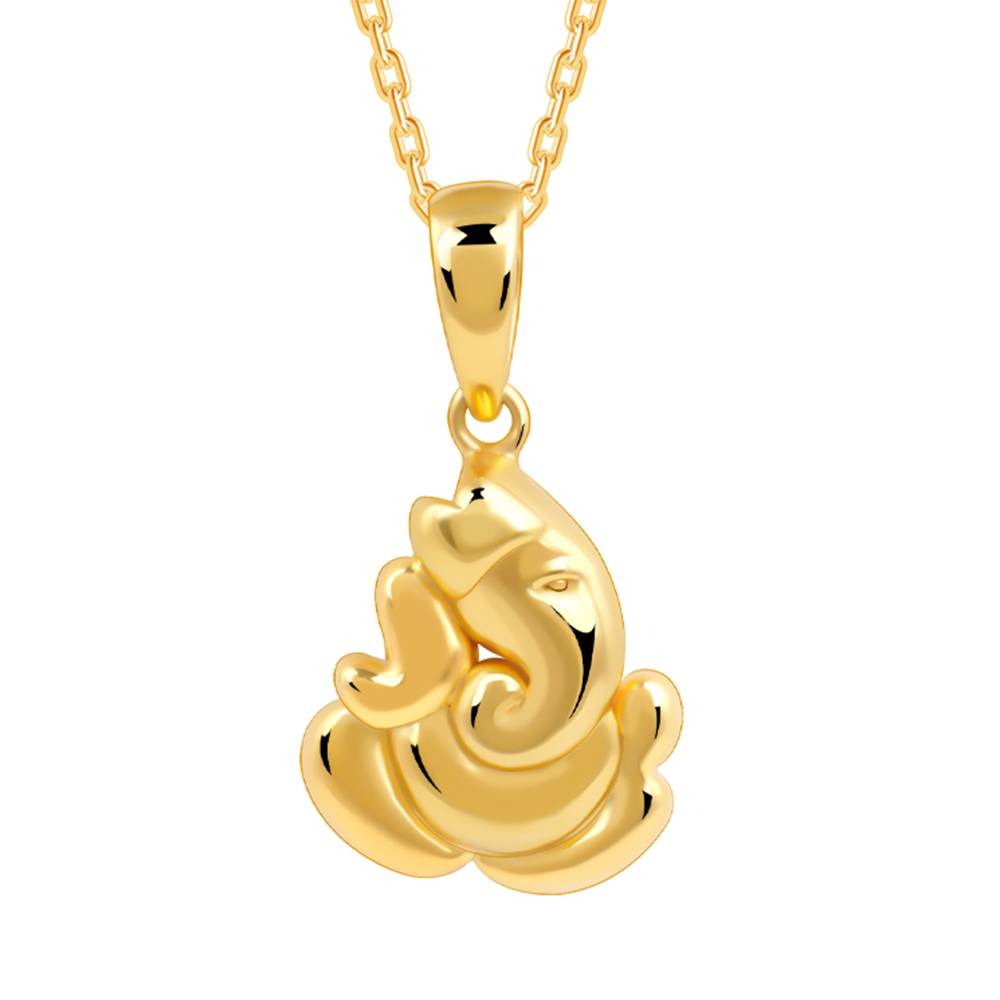 925 Silver Golden Shree Ganpati Pendant With Link Chain : PD02872