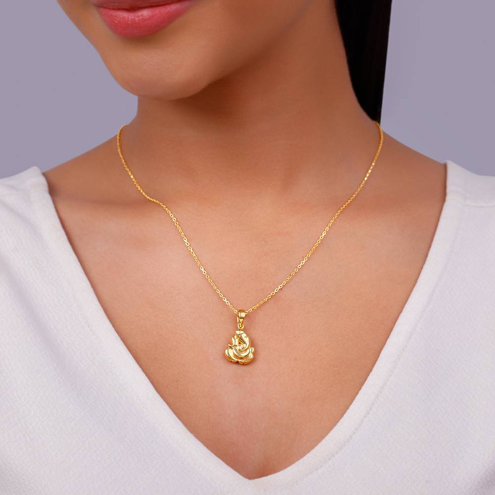 925 Silver Golden Shree Ganpati Pendant With Link Chain : PD02872