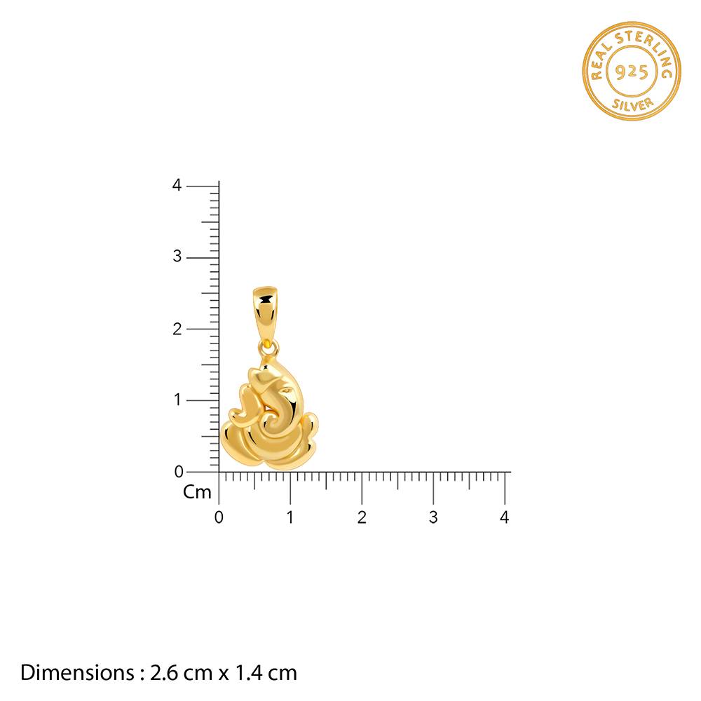 925 Silver Golden Shree Ganpati Pendant With Link Chain : PD02872