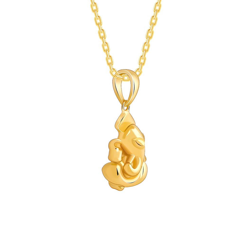 925 Silver Golden Ganapati Pendant With Link Chain : PD02873