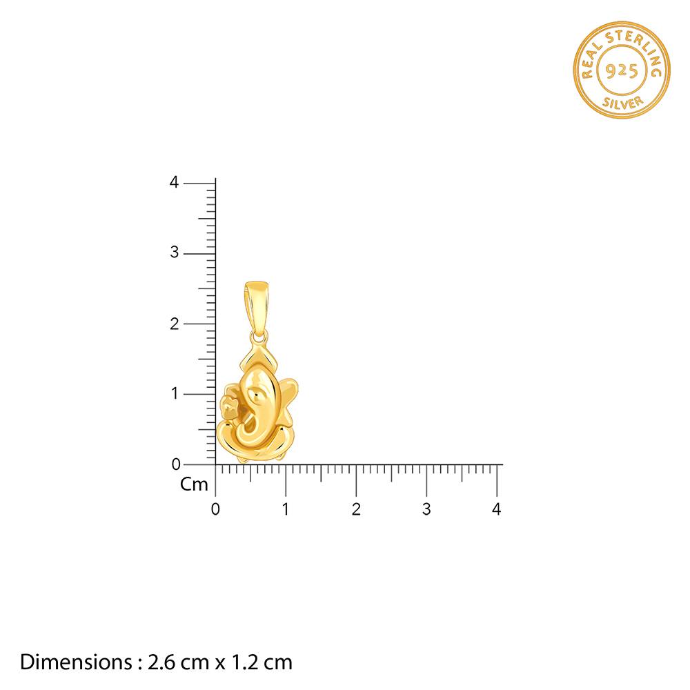 925 Silver Golden Ganapati Pendant With Link Chain : PD02873