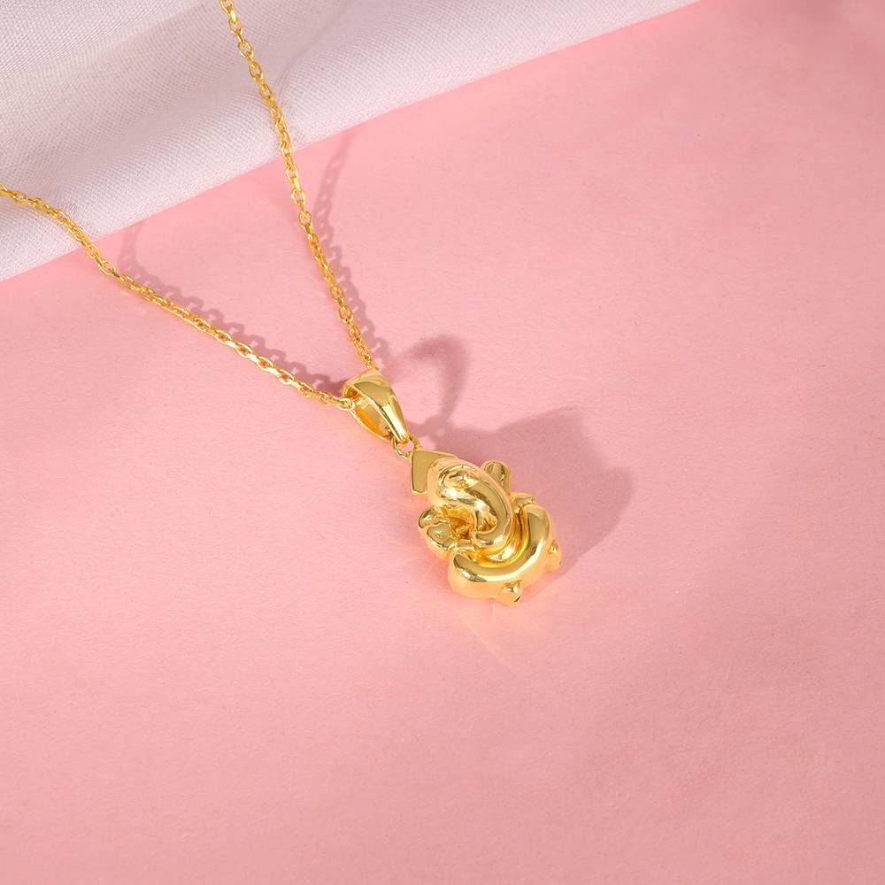 925 Silver Golden Ganapati Pendant With Link Chain : PD02873