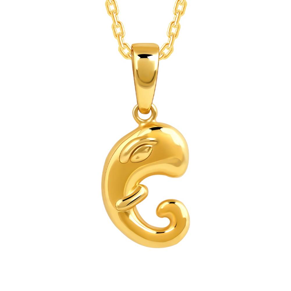 925 Silver Golden Ganpati Trunk Pendant With Link Chain : PD02875