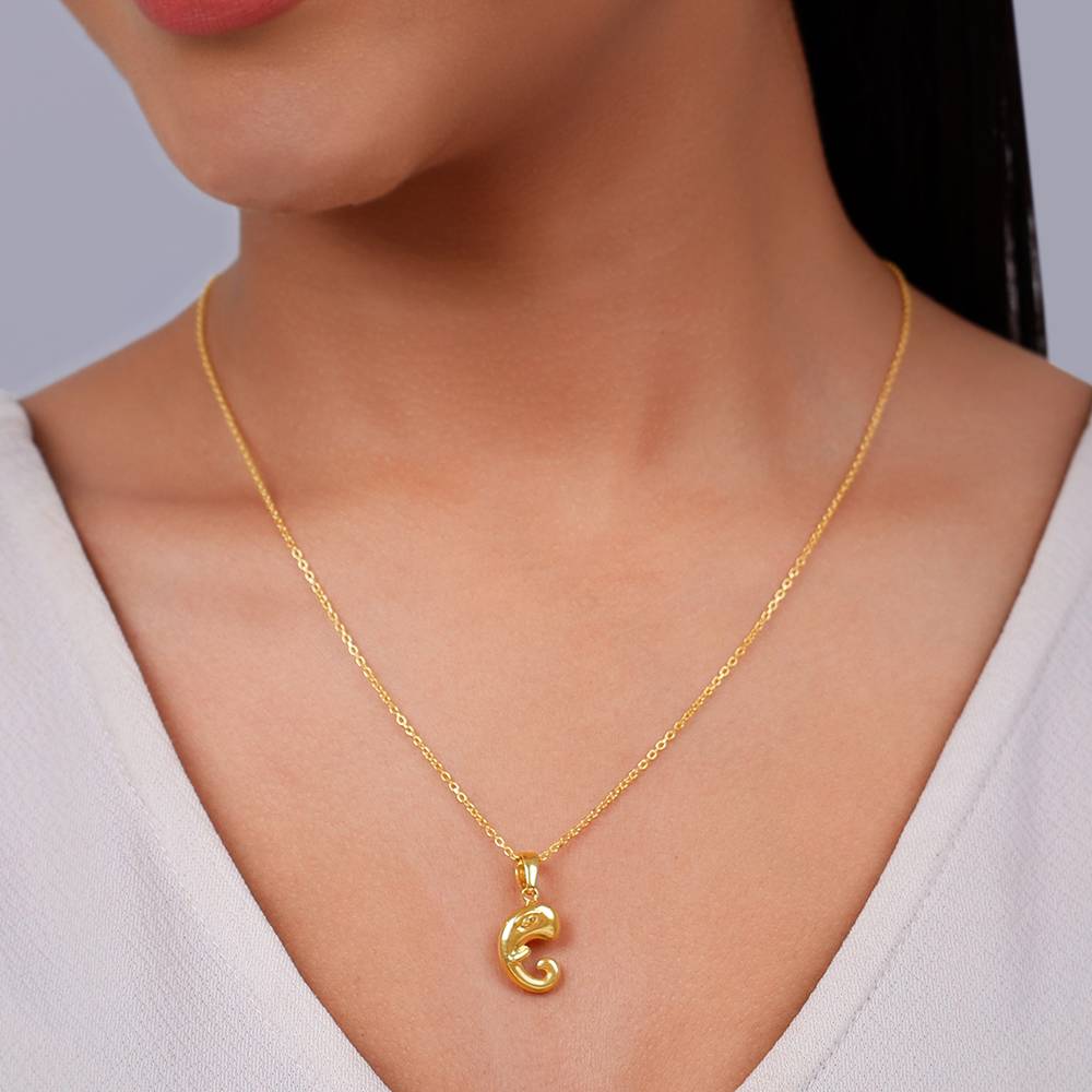 925 Silver Golden Ganpati Trunk Pendant With Link Chain : PD02875