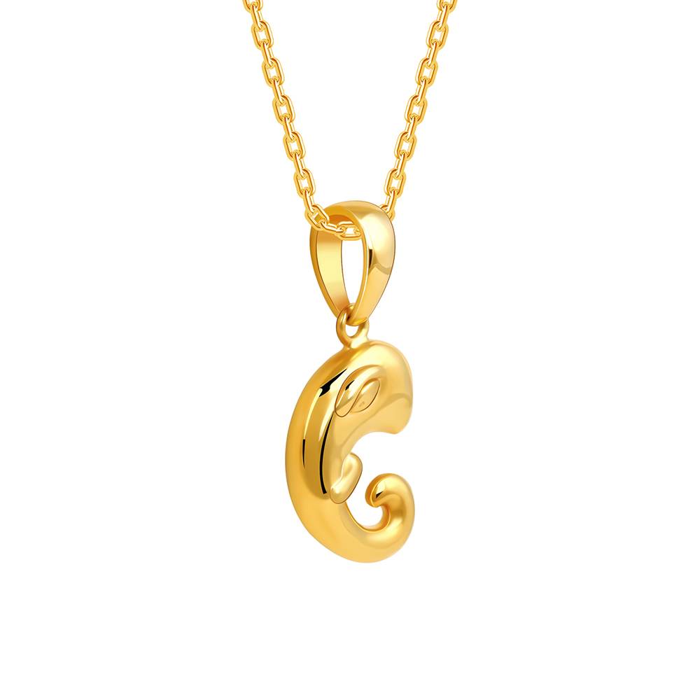 925 Silver Golden Ganpati Trunk Pendant With Link Chain : PD02875