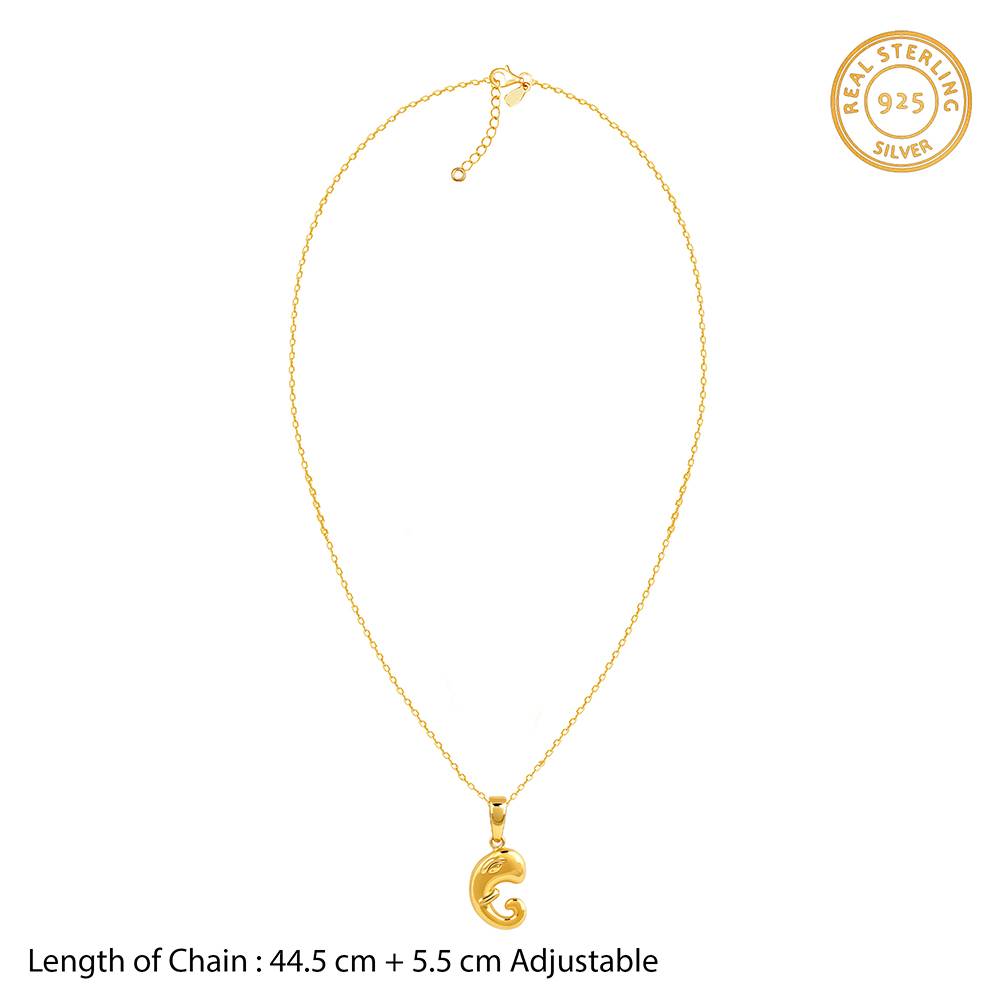 925 Silver Golden Ganpati Trunk Pendant With Link Chain : PD02875