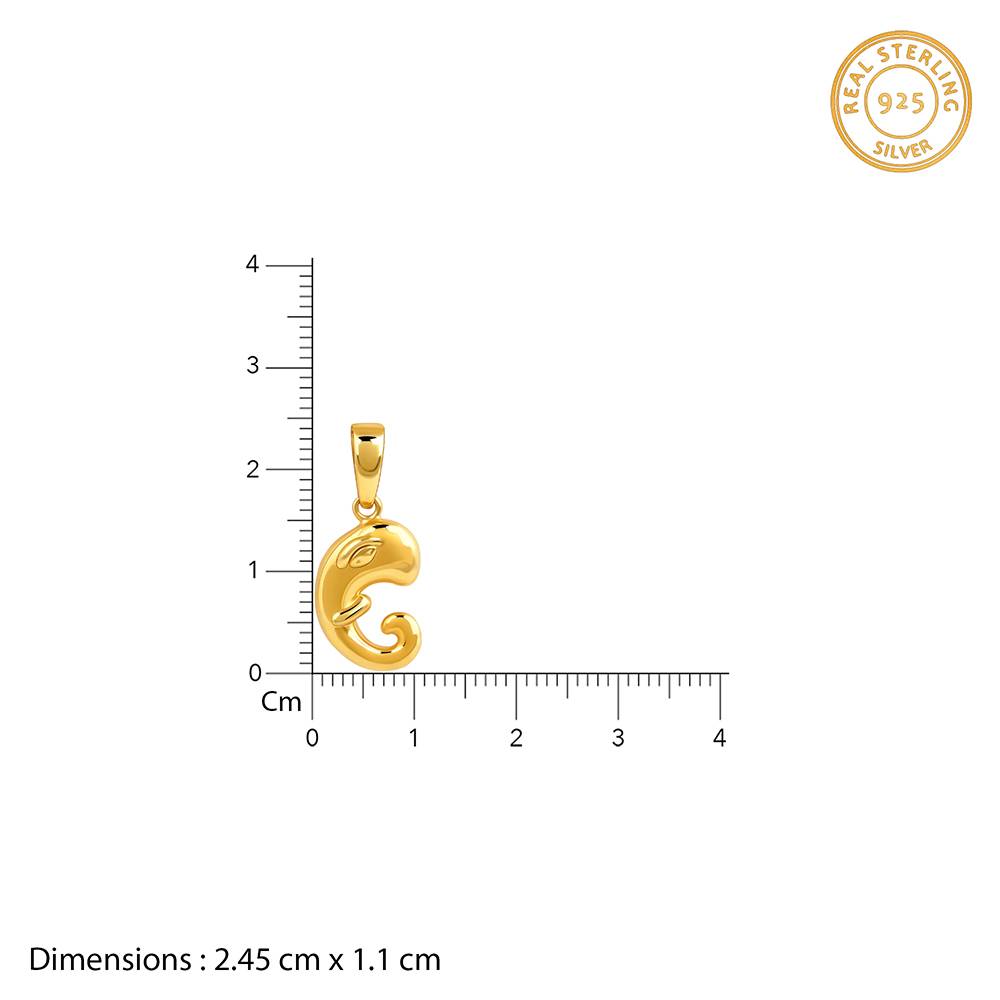 925 Silver Golden Ganpati Trunk Pendant With Link Chain : PD02875