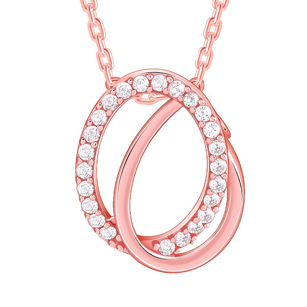 925 Rose Gold Bloom Ovate Pendant With Link Chain : PD02883