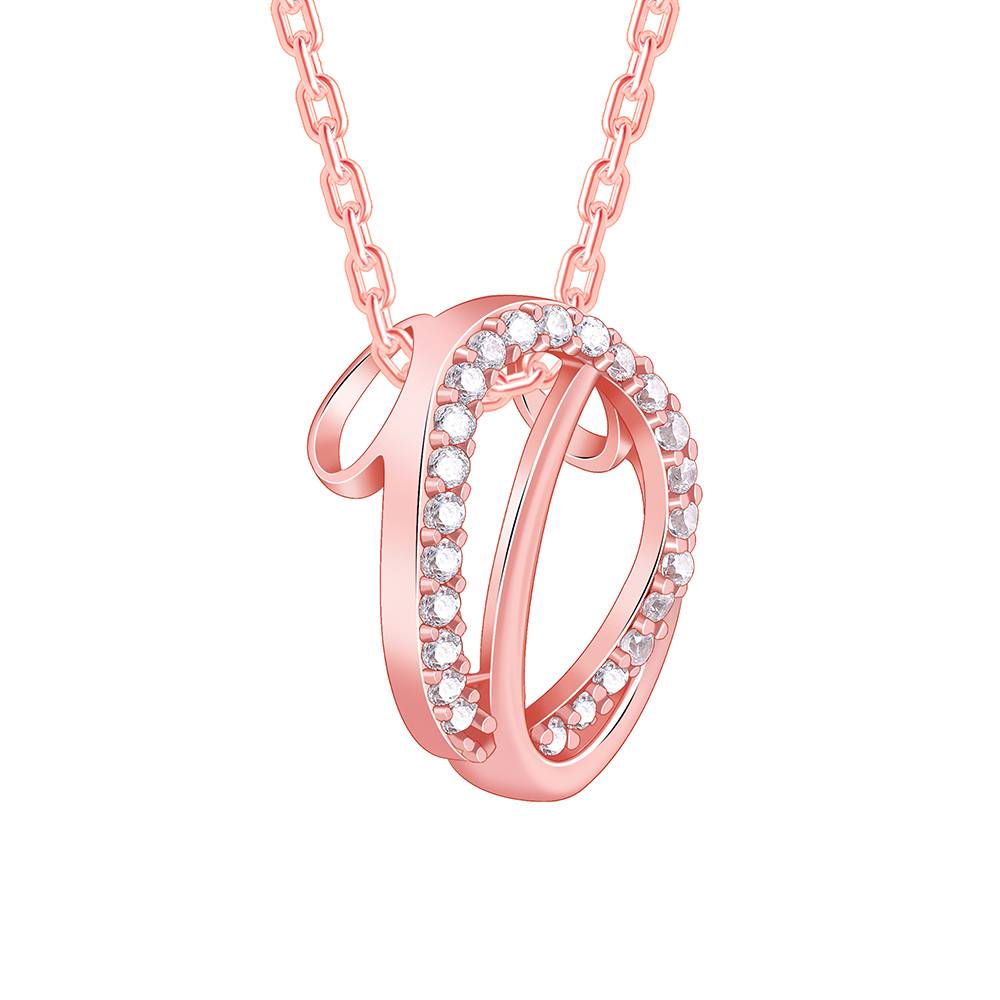 925 Rose Gold Bloom Ovate Pendant With Link Chain : PD02883