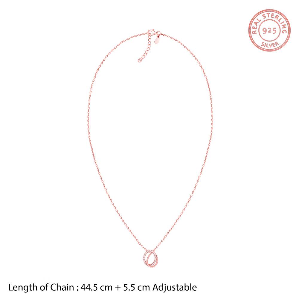 925 Rose Gold Bloom Ovate Pendant With Link Chain : PD02883