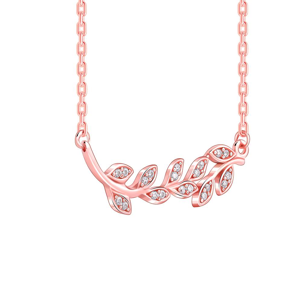 Giva 925 Silver Rose Gold Leaf Necklace : PD02885