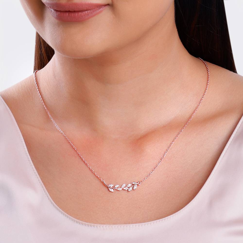 Giva 925 Silver Rose Gold Leaf Necklace : PD02885
