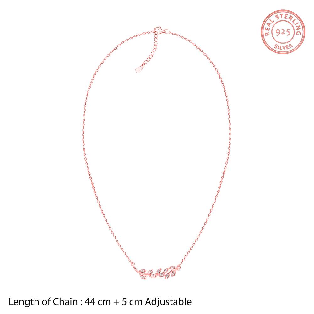 Giva 925 Silver Rose Gold Leaf Necklace : PD02885