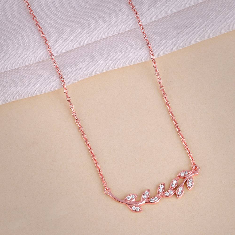 Giva 925 Silver Rose Gold Leaf Necklace : PD02885