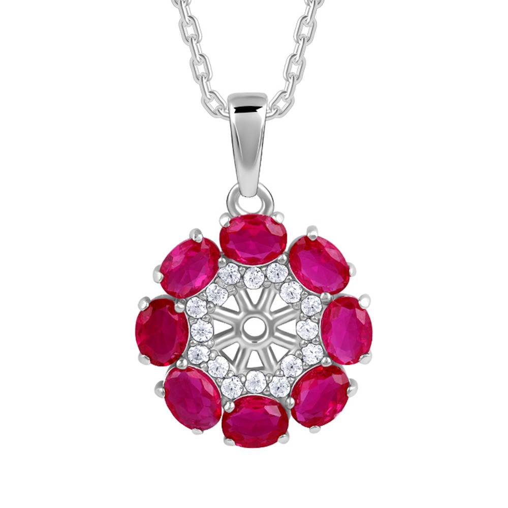 925 Silver Stunning Floret Pendant With Link Chain : PD02892
