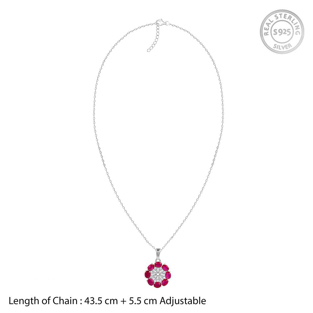 925 Silver Stunning Floret Pendant With Link Chain : PD02892