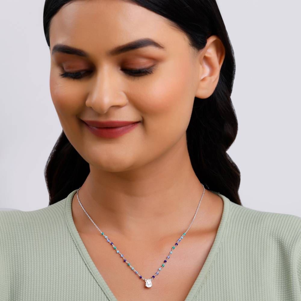925 Silver Colourful Glint Necklace : PD02893