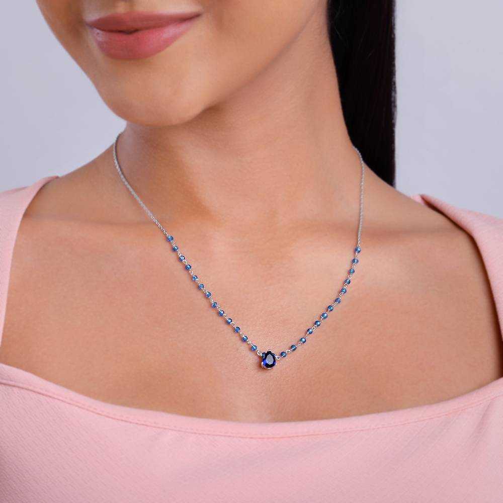 925 Silver Blue Glint Necklace : PD02895