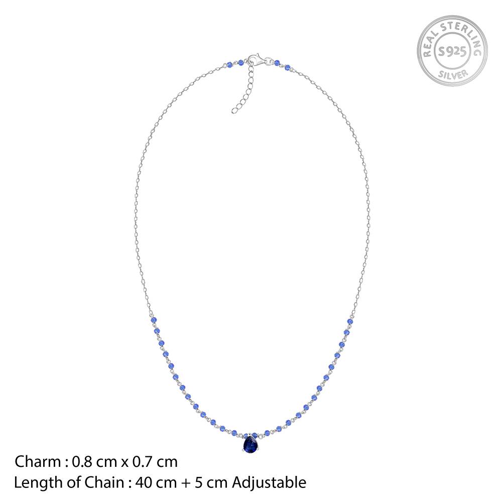 925 Silver Blue Glint Necklace : PD02895