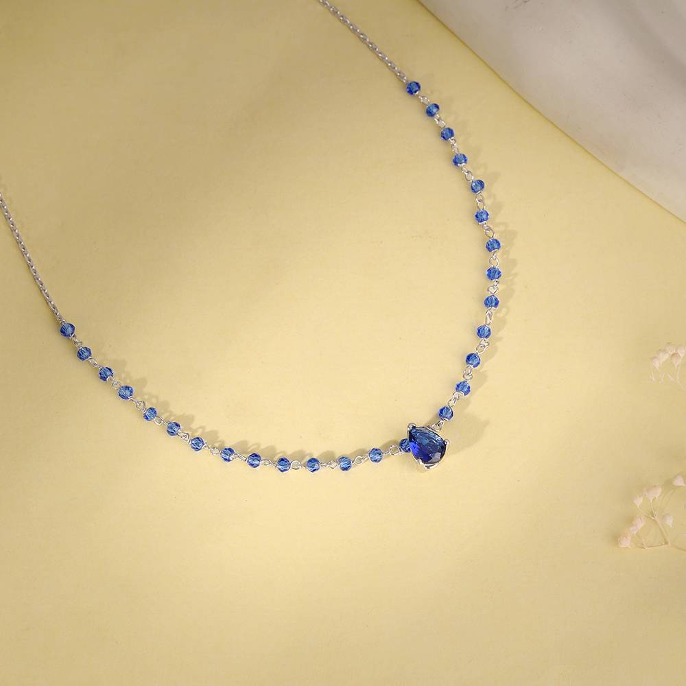 925 Silver Blue Glint Necklace : PD02895