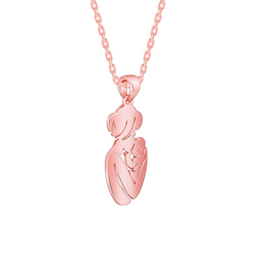 925 Silver Rose Gold Mom'S Embrace Pendant With Link Chain : PD02897