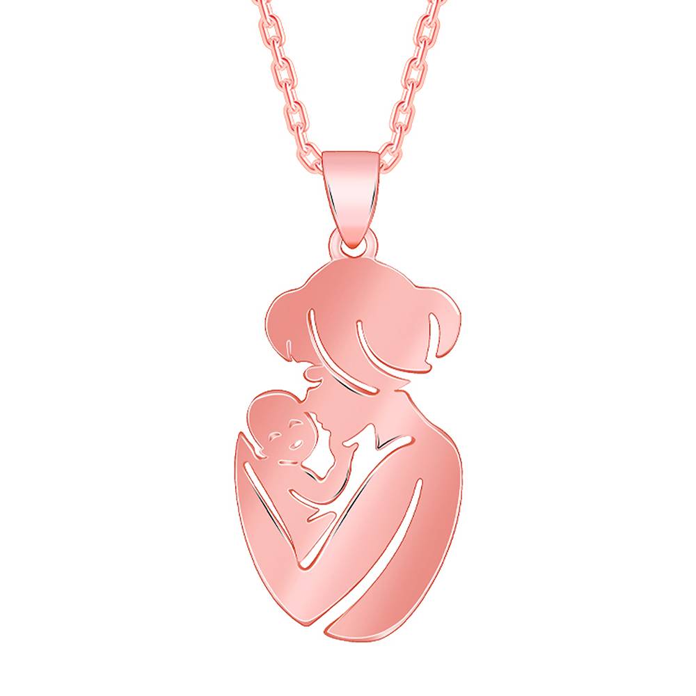 925 Silver Rose Gold Mom'S Embrace Pendant With Link Chain : PD02897