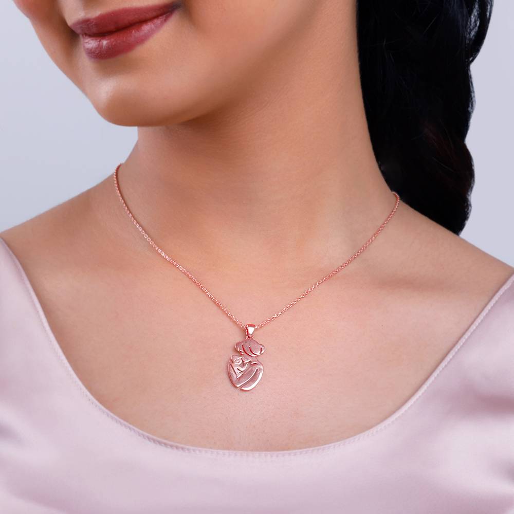 925 Silver Rose Gold Mom'S Embrace Pendant With Link Chain : PD02897