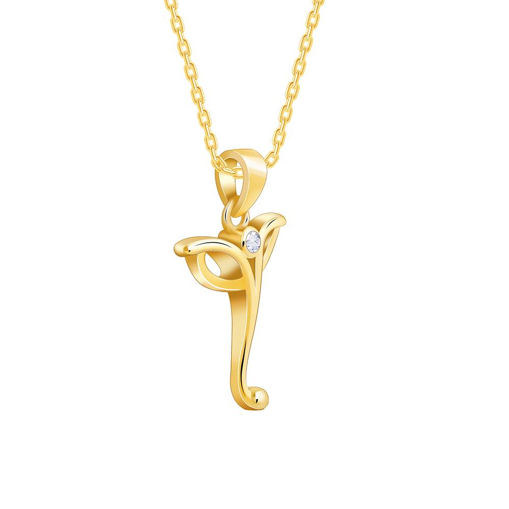 925 Silver Golden Ganesha Trunk Pendant With Link Chain : PD02899